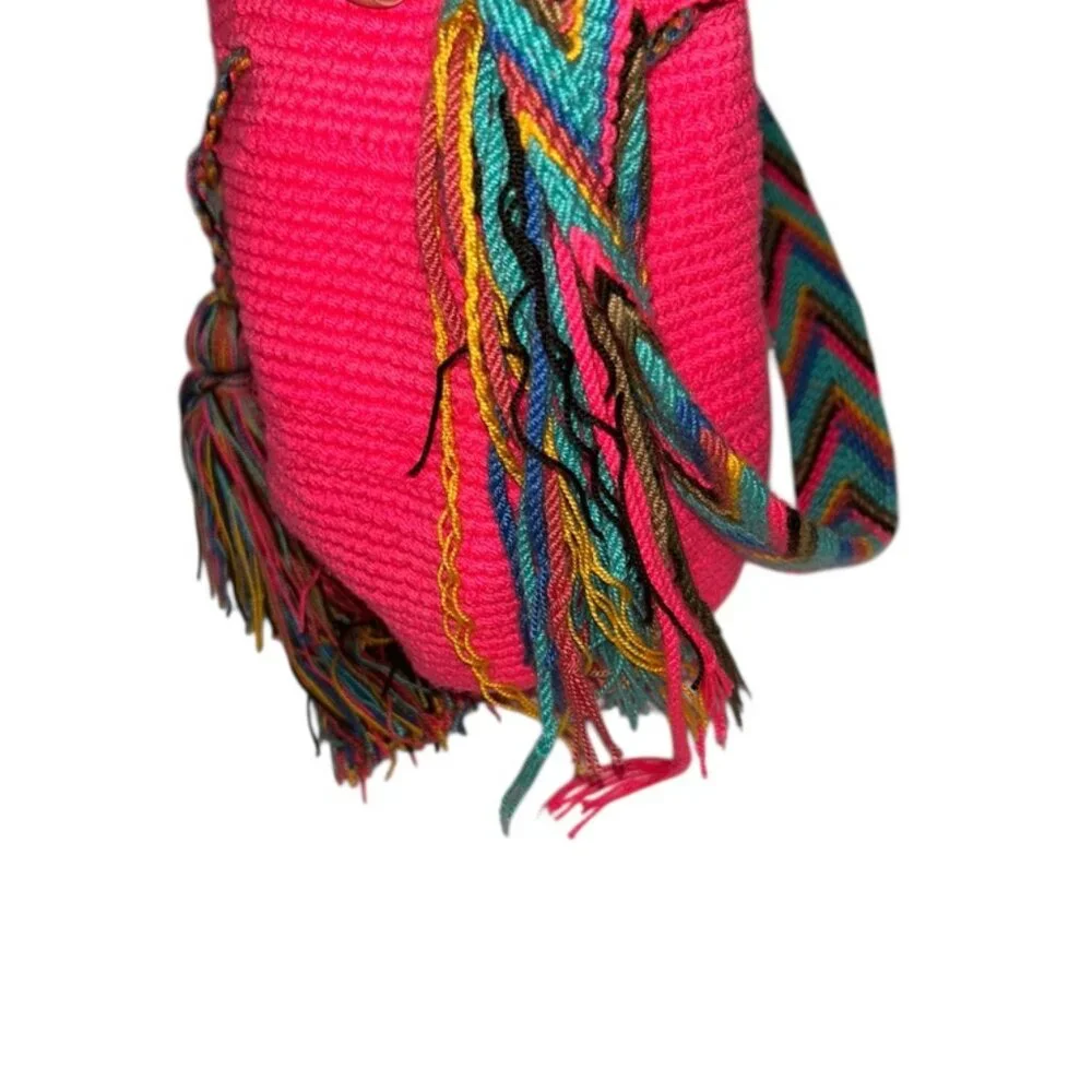 Guava Wayuu hot PINK mini Colombian Hand Woven Cross Body Bag